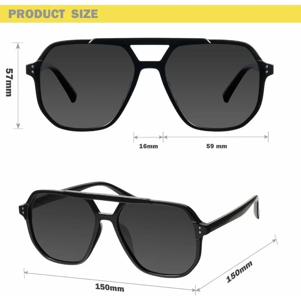 Oversized Aviator Sunglasses Polarized UV Protection Men Women Outdoors